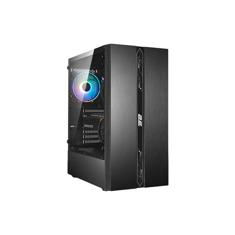 ქეისი 2E Gaming PC case Runa G2107 without PSU, 1xUSB3.0, 2xUSB2.0, 1x120mm ARGB, VGA 325mm, LCS ready, TG Side Panel, ATX, black