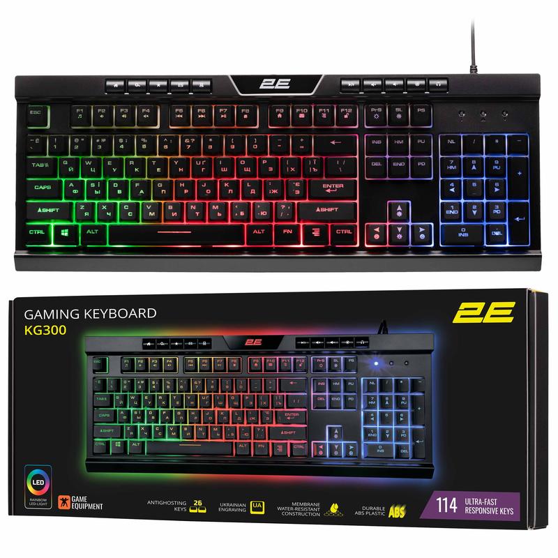 2E Gaming Keyboard KG300 LED USB Black Ukr