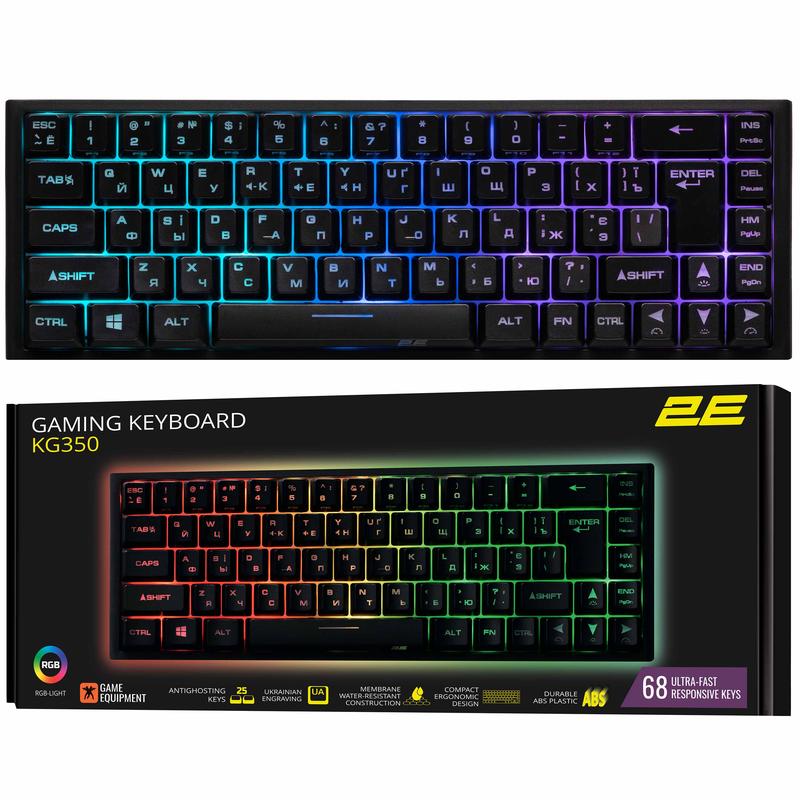 2E Gaming Keyboard KG350 RGB 68key USB Black Ukr