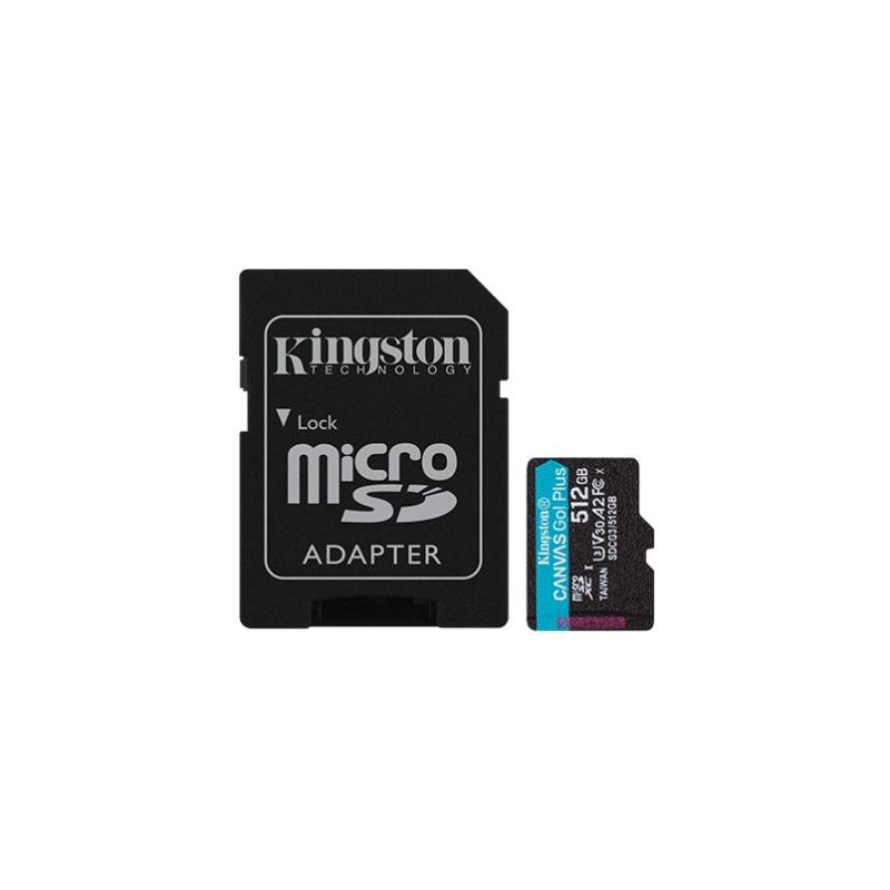 Kingston microSD 512GB C10 UHS-I U3 A2 R170/W90MB/s + SD