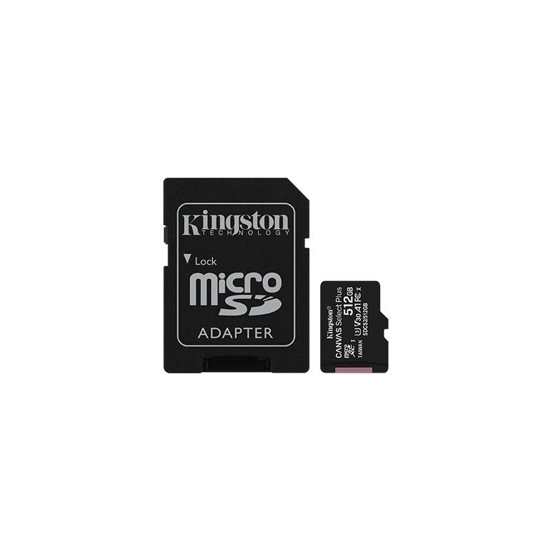 Kingston microSD 512GB C10 UHS-I U3 A1 R100/W85MB/s + SD