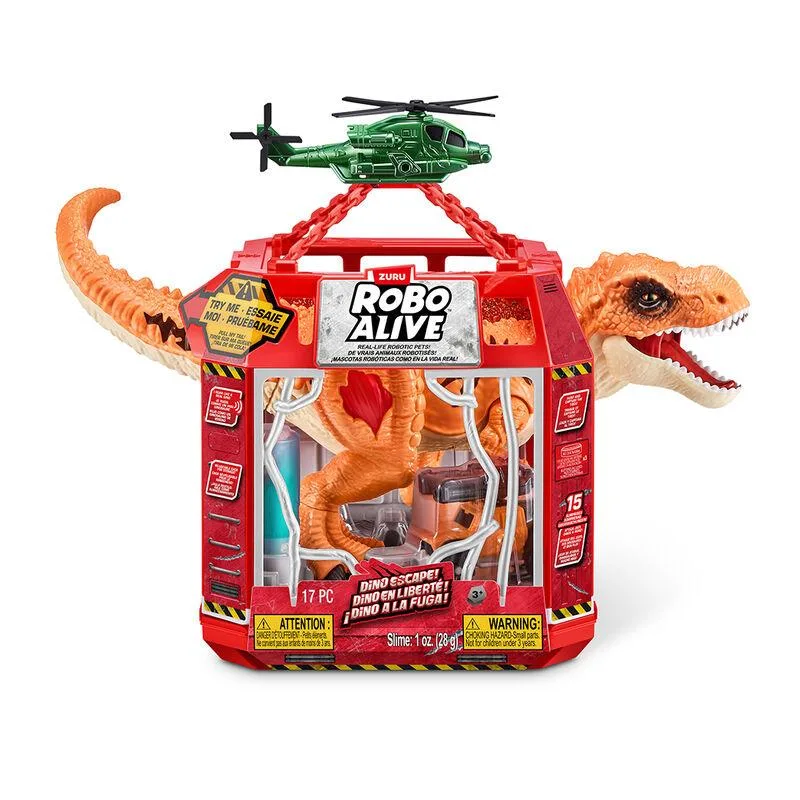 მოძრავი დინოზავრი და მონადირეები გალიით