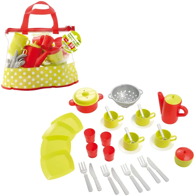 ჭურჭლის ნაკრები ჩანთით