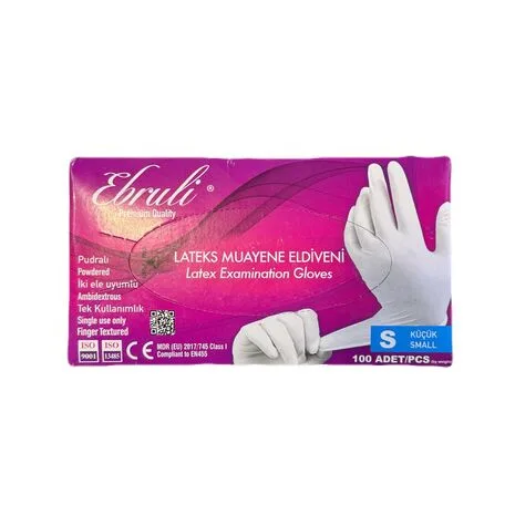 სამედიცინო ხელთათმანი ლატექსი პუდრიანი ს ზომა