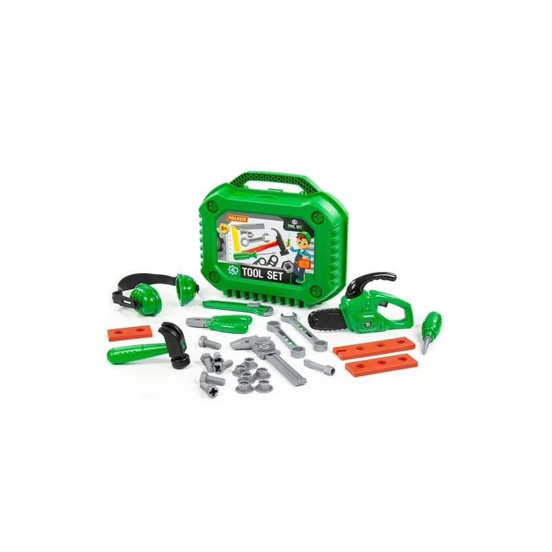 ხელსაწყოების ნაკრები მწვანე ჩემოდნით