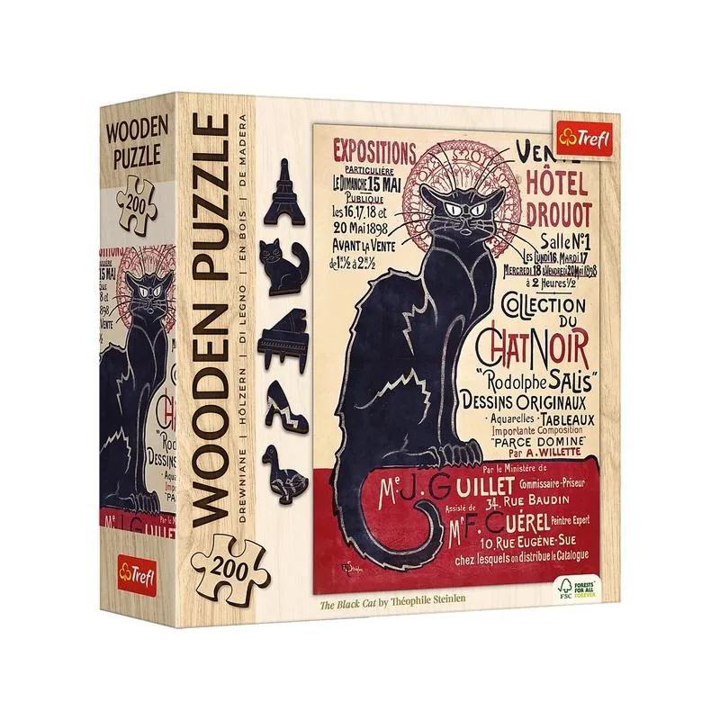 TEFL WOODEN - ხის ფაზლი შავი კატა