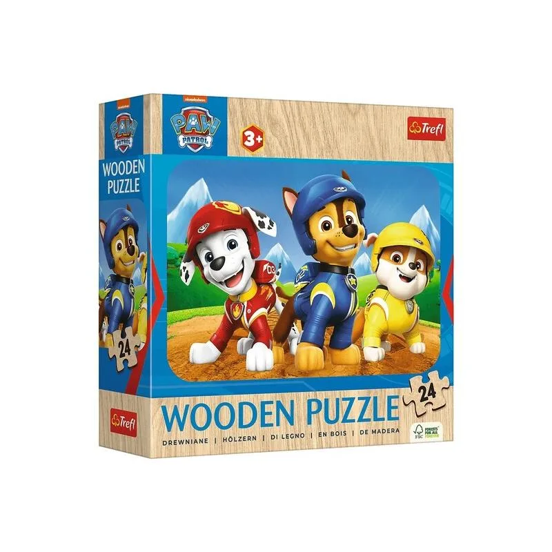 Trefl Puzzle - 24 Wooden Puzzle მაშველი ლეკვების გუნდი