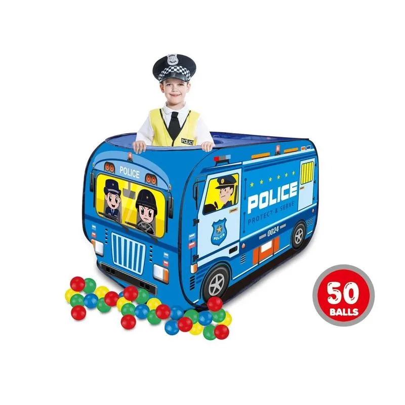 სათამაშო კარავი პოლიციის მანქანა 50 ბუთით