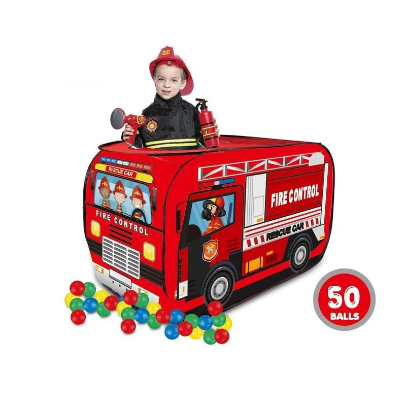 სათამაშო კარავი სახანძრო მანქანა 50 ბურთით