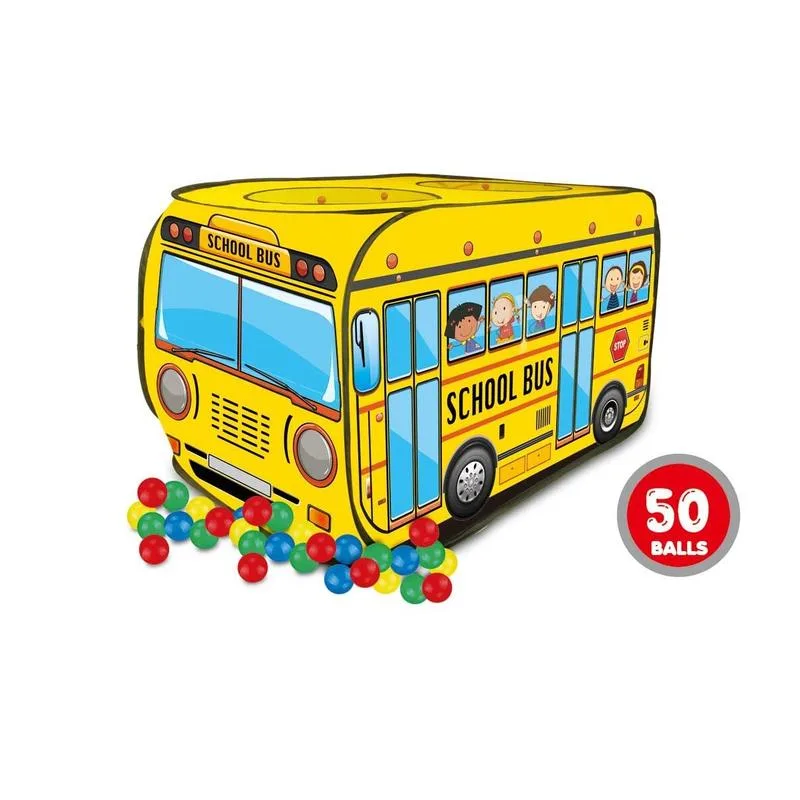 სათამაშო კარავი ყვითელი ავტობუსი 50 ბურთით