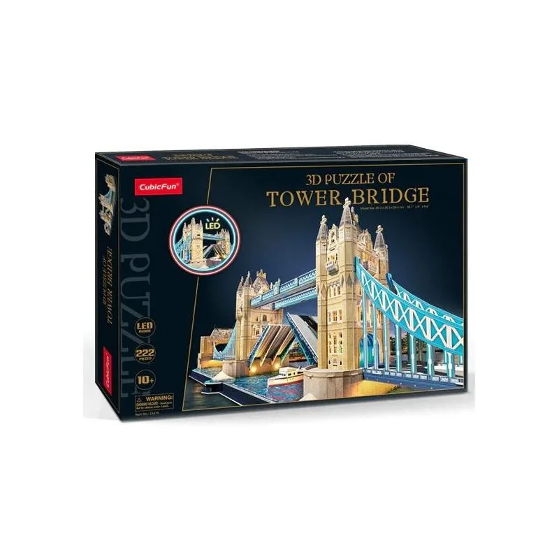 3D ფაზლი კოშკის ხიდი განათებით