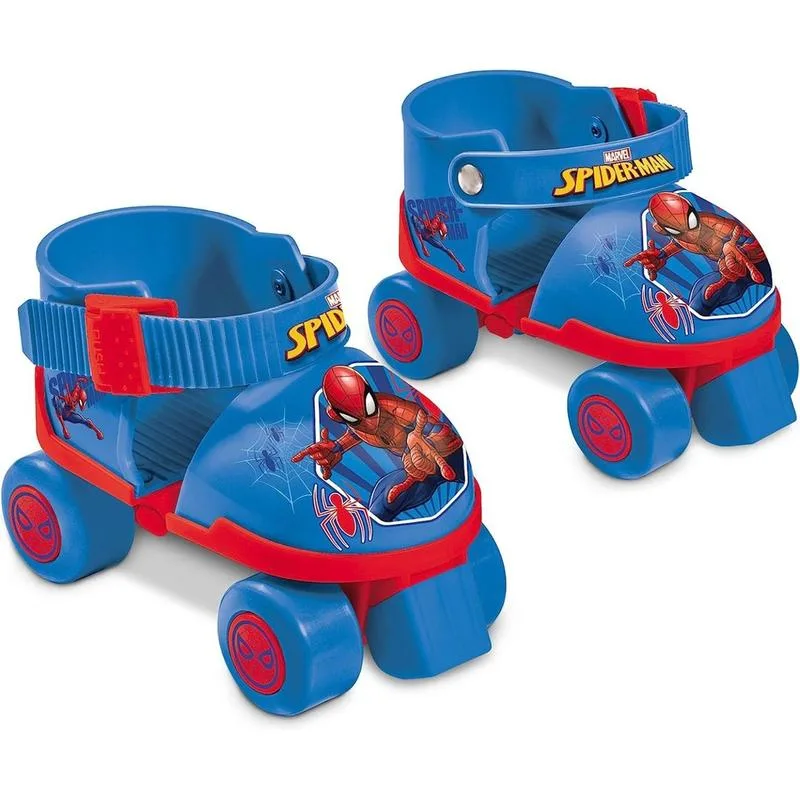 ბორბლიანი როლიკები სამკლავურებით ადამიანი ობობას ილუსტრაციით