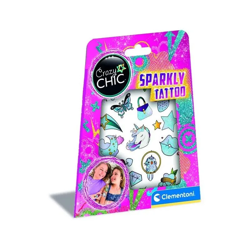 Clementoni Crazy Chic - მბზინავი ტატუები