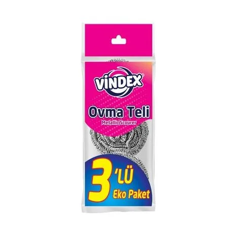 VİNDEX-ჭურჭლის სახეხი ნეჭა უჟანგავი ფოლადის 3 ცალიანი