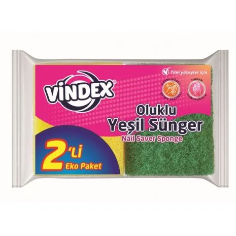 VİNDEX ჭურჭლის ღრუბელი 2 ცალიანი შეფუთვა (24)