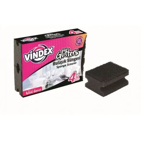 VİNDEX ჭურჭლის ღრუბელი extra 4 ცალიანი შეფუთვა (24)