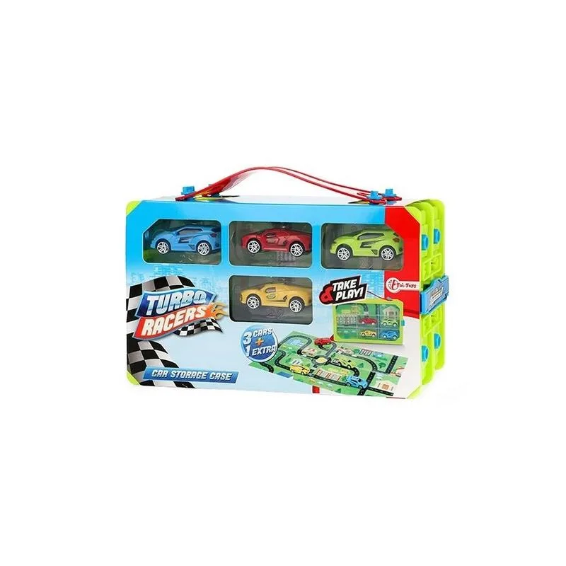 TURBO RACERS - 4 მანქანა და შესანახი ჩანთა