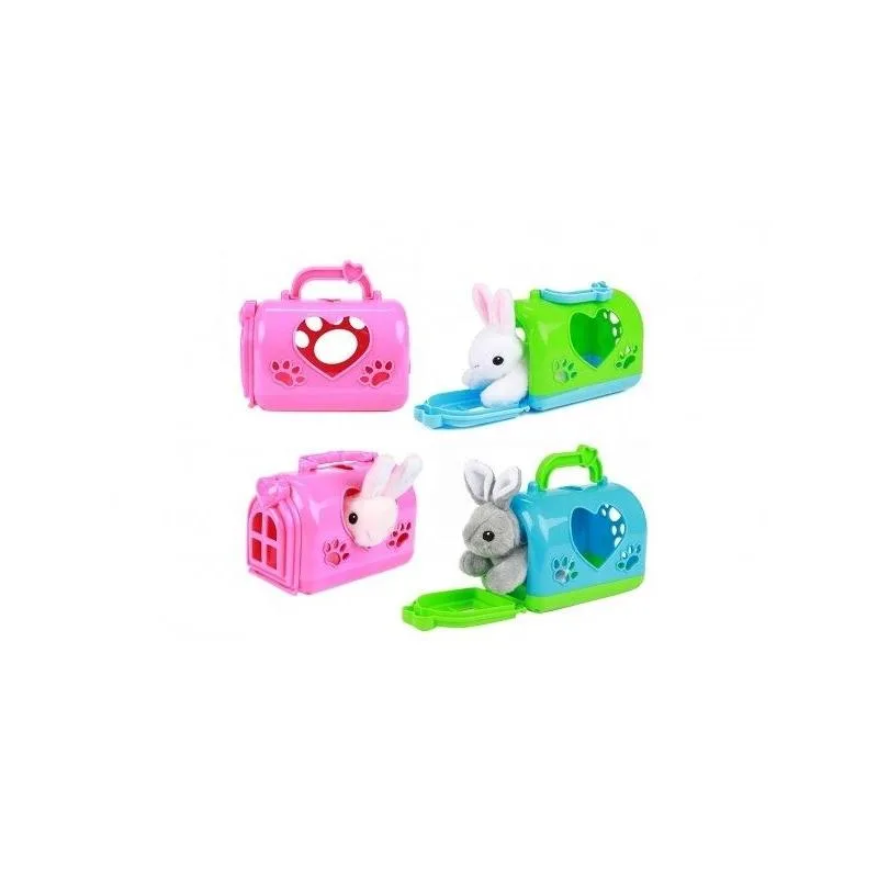 რბილი სათამაშო კურდღელი და ჩანთა გალია